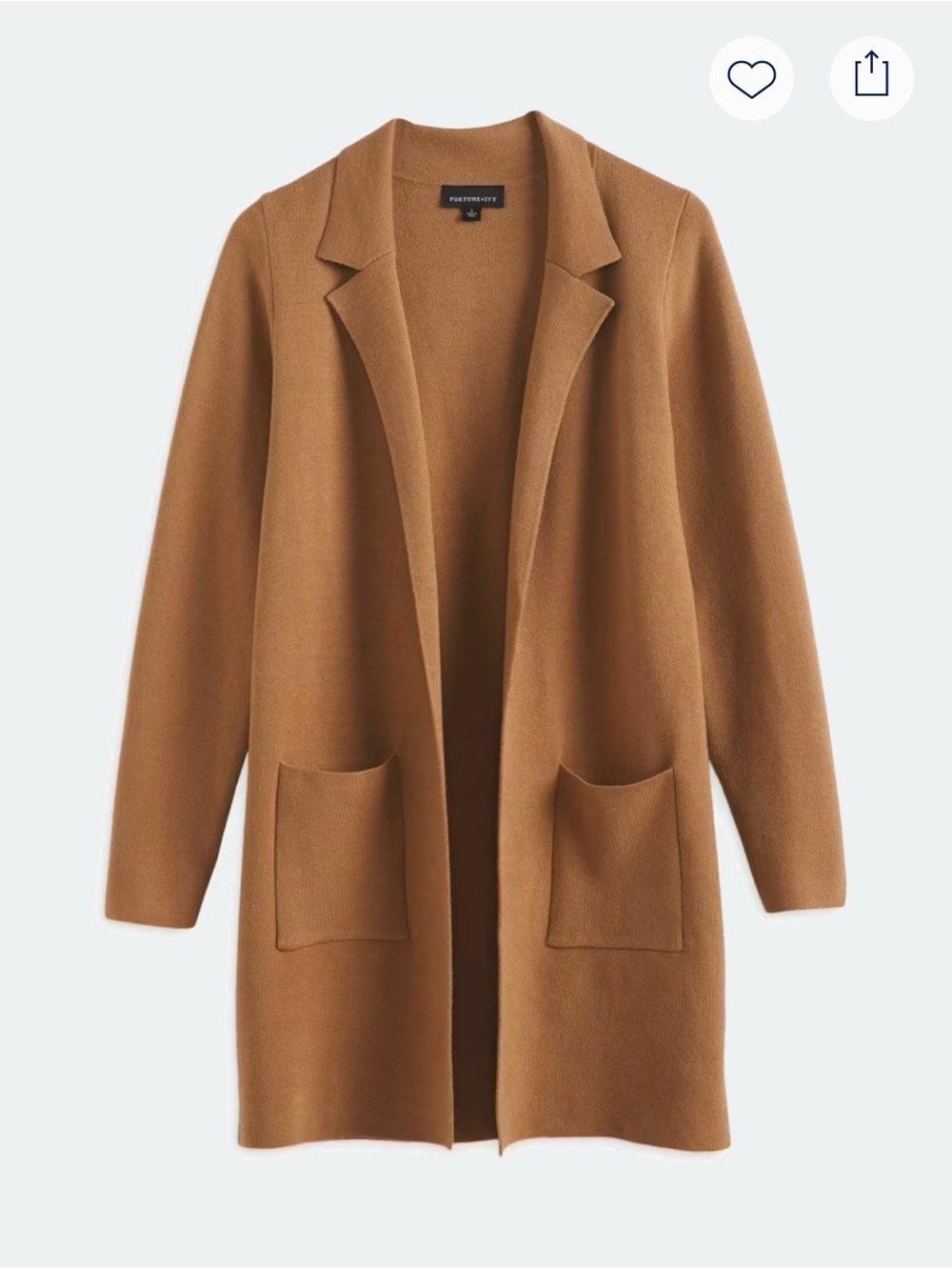 Stitch Fix Fortune + Ivy Women's Camel Naji Open-Front Blazer Jacket Coatigan - Picture 10 of 10